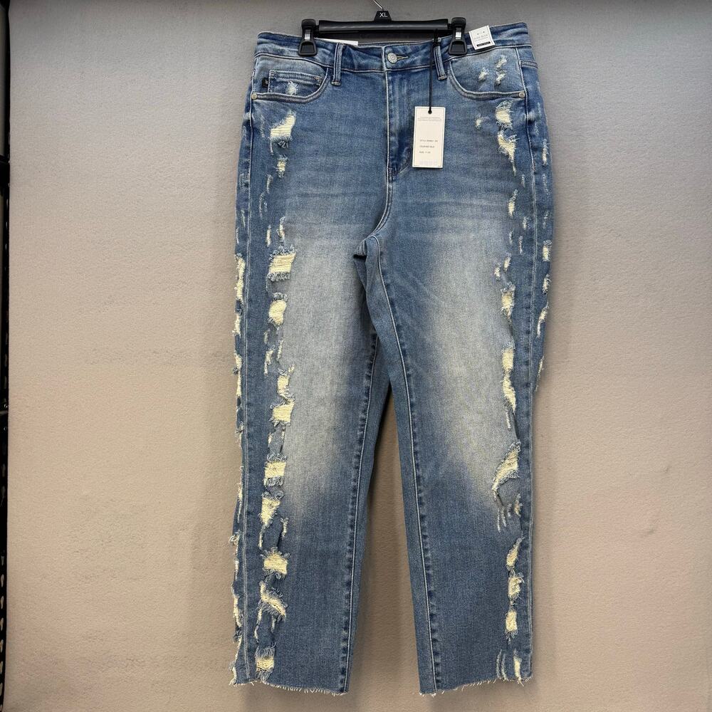 Judy Blue Jeans Women's 11/30 Blue Cropped Straight Leg High Waist NWT - Picture 1 of 14
